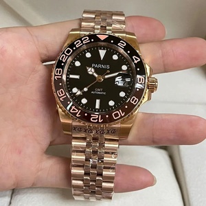 Мужские автоматические механические часы Fashion Parnis 40 мм, розовое золото, с сапфировым стеклом, водонепроницаемые, с функцией GMT - Product Image 6