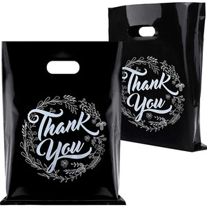 Custom logo Printing Ldpe Hdpe Packing Polythene Thank You Die Cut Handle Plastic Shopping Packaging Bag for Small Business