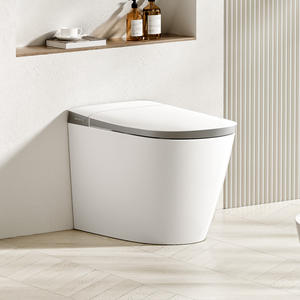 Ensemble WC et <span class=keywords><strong>lavabo</strong></span> à poser au sol, siège de toilette chauffant intelligent, céramique, <span class=keywords><strong>siphon</strong></span> en S, WC portable de luxe - Product Image 2