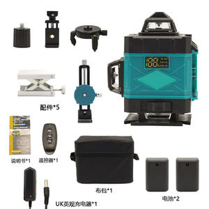 Niveau laser vert 4D 16 lignes 505-520 nm de qualité industrielle avec batterie et chargeur pour l'alignement des murs et des sols - Product Image 1