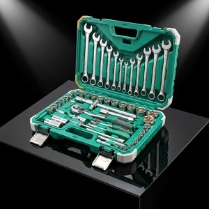 Jeu de clés à douilles de 61 pièces, 1/4 ", qualité industrielle, acier CR-V, kit d'outils de réparation automobile avec boîte de rangement pour une utilisation automobile et domestique - Product Image 1