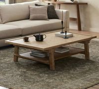 Table basse rectangulaire moderne en bois massif et acier, durable, facile à nettoyer, pour salon, hôtel, appartement.