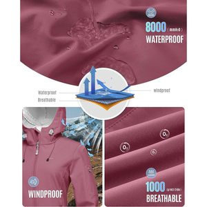 Chaqueta Softshell para Mujer de 33,000 pies, Impermeable, con Capucha, Forro Polar, Abrigo para Lluvia, Cálida, Aislante, Cortavientos, Ligera, para Exteriores - Product Image 4