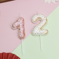 Donut-Macaron-Kuchen-Topper-Kerzen-Set, Schokoladen-Partykerzen, Kuchendekoration, 0-9 Zahlen-Geburtstagskerzen für Kinder und Erwachsene