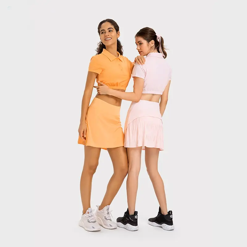 Luxtre крутая быстросохнущая впитывающая пот одежда для фитнеса и йоги короткий топ плиссированная теннисная юбка комплект из двух предметов женская одежда