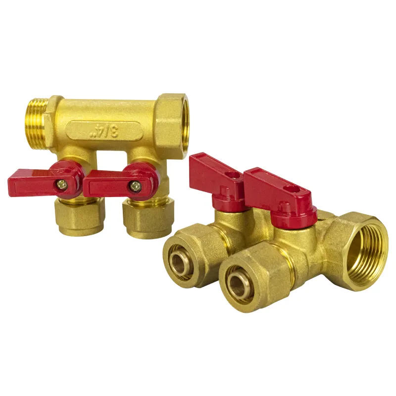 TMOK 3/4" DN20 16mm 2 FM Hose Union Outlet Ball Valves Collector Brass Manifolds with Tap