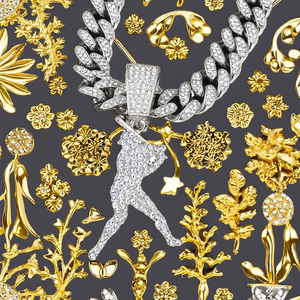 Collar de Jugador de Béisbol Unisex de Hip Hop, Chapado en Oro, con Colgante de Diamantes Iced Out, Estilo Bling - Product Image 2