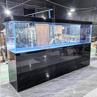 Aquarium en verre rectangulaire sur mesure, base noire haute brillance, grande taille, 1000-2000L, pour salon ou usage commercial