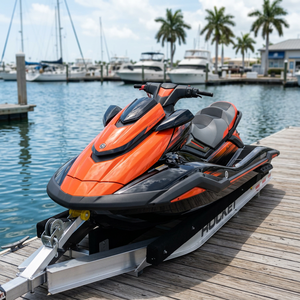 Jet ski neuf, moderne, en plastique, orange et noir, pour loisirs nautiques. - Product Image 2