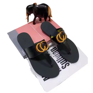 Luxury <b>Ladies</b> <b>Slip</b>-On Flat Sandals Custom G G Women's High-End Anti-Slippery Platform Flip Flop Slides for Summer Outdoor Use - Product Image 5