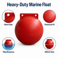 Bola de Advertencia Flotante OEM PE Roja de 300 mm con Doble Anclaje, Anticorrosión, Esférica, para Delimitación Marina