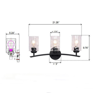 Applique murale LED moderne à 3 lumières, abat-jour en verre, chrome, minimaliste, pour salle de bain, salle d'eau - Product Image 4