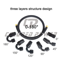 Kit de Tuyaux de Carburant Tressés Haute Performance AN8 avec Embouts Pivotants CPE, Longueur Personnalisée, pour Pièces Automobiles, Droit, 45°, 90°
