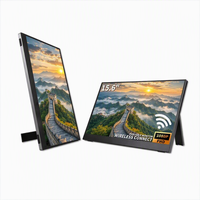 Moniteur portable sans fil de 15,6 pouces pour jeux, téléphone, ordinateur portable, 1920x1080 IPS HDR 60Hz, double haut-parleurs intégrés, support intégré