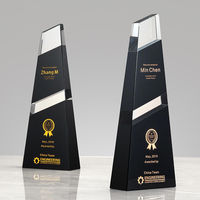 Trophée en cristal noir transparent personnalisé, souvenir créatif, trophée en cristal noir, trophée de récompense
