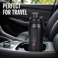 Bouteille d'eau en acier inoxydable à double paroi isolée sous vide avec logo personnalisé, 32 oz, gourde de sport pour la salle de sport avec poignée, anti-fuite