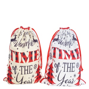 Bolsa de Regalo de Lino con Cordón de Diseño Profesional Sanas para Navidad, Impresión Digital al por Mayor para Promociones - Product Image 1