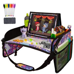 ถาดวางของในรถแบบพับได้สำหรับเด็ก ตัวอย่างสินค้าฟรี ถาดวางของบนตักสำหรับเด็กวัยหัดเดินและเด็ก อุปกรณ์เสริมสำหรับการเดินทางด้วยรถยนต์ - Product Image 1