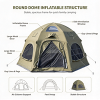 Tente gonflable ronde d'extérieur spacieuse et robuste en PVC avec cadre gonflable, tissu en coton polyester TC 210g, résistante au vent