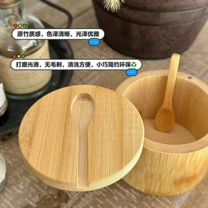 Bamboo <b>Spice</b> <b>Jar</b> With Spoon Lid Kitchen Storage Container For Seasoning Use - Product Image 4