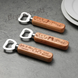 Kami gratis pengiriman gagang kayu pembuka botol bir pembuka botol kayu padat baja nirkarat dapat pembuka LOGO disesuaikan - Product Image 5