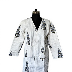 Floral Quilted Botanical Print Bohemian Casual Dresses Open-Front <b>Floor</b>-<b>Length</b> <b>Coat</b> with Batwing Sleeves - Product Image 1