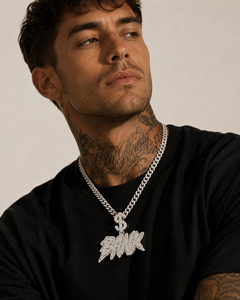 Set Collana e Ciondolo Lettera Personalizzato Hip Hop in Moissanite, <span class=keywords><strong>Argento</strong></span> <span class=keywords><strong>925</strong></span> VVS Iced Out, Charm Rapper con Moissanite - Product Image 4