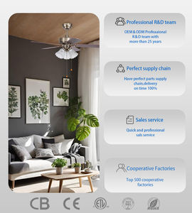 アメリカンヴィンテージ風花柄デザイン5枚羽根ACモーターリモコン付きシーリングファンライト - Product Image 4