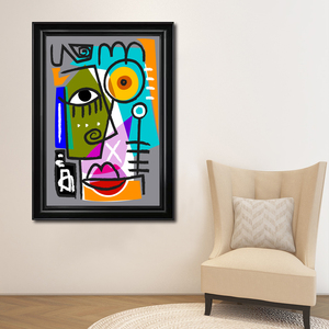 Impresión en Lienzo de Retrato Abstracto Cubista Colorido, Arte Geométrico de Rostro para Decoración del Hogar - Product Image 2