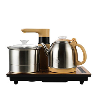 Bouilloire électrique en acier inoxydable avec base rotative à 360 degrés et remplissage automatique par le bas pour table à thé - Product Image 1