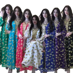 2022 유행 Abaya 아랍 두바이 터키 이슬람 의류 긴 소매 Abaya 여성 이슬람 드레스 두바이 도매