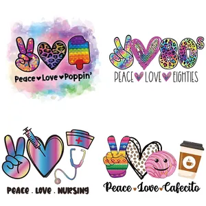 custom peace love decorative clothing film screen print transfer paper heat transfer printed label heat transfer vinyl custom