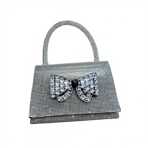 New Cross-border Full Bow Women's Polyester Flap <b>Handbag</b> Rhinestone Decoration <b>Small</b> Square Urban Simplicity Daily Bag Tanjing - Product Image 1