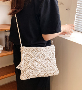 Borsa a Tracolla Singola in <span class=keywords><strong>Macramè</strong></span> Fatta a Mano, Pochette all'Uncinetto, Design per Borsa da Spiaggia - Product Image 6