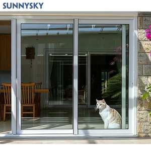 Sunnysky AS2207 porta scorrevole in alluminio dal Design moderno per ville in vetro temperato laminato doppio con chiusura a maniglia dorico - Product Image 4