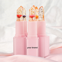 Gelée de cristal personnalisée Rouge à lèvres de luxe Marque privée Température Couleur changeante Fleur Rouge à lèvres Hydratant Soin des lèvres Baume à lèvres