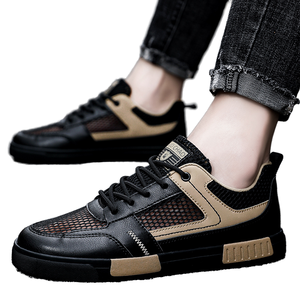 Chaussures décontractées pour hommes en toile ajourée, style mules, nouvelle collection 2026, à semelle épaisse compensée, anti-odeur, grande taille 47, noires - Product Image 1