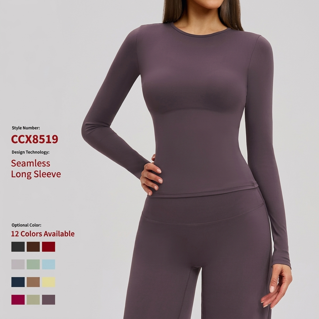 Winter Brushed Nine Quarter Sleeve Breathable Yoga Wear High-Intensity Fitness Apparel Pilates Running Top Front Logo Women's