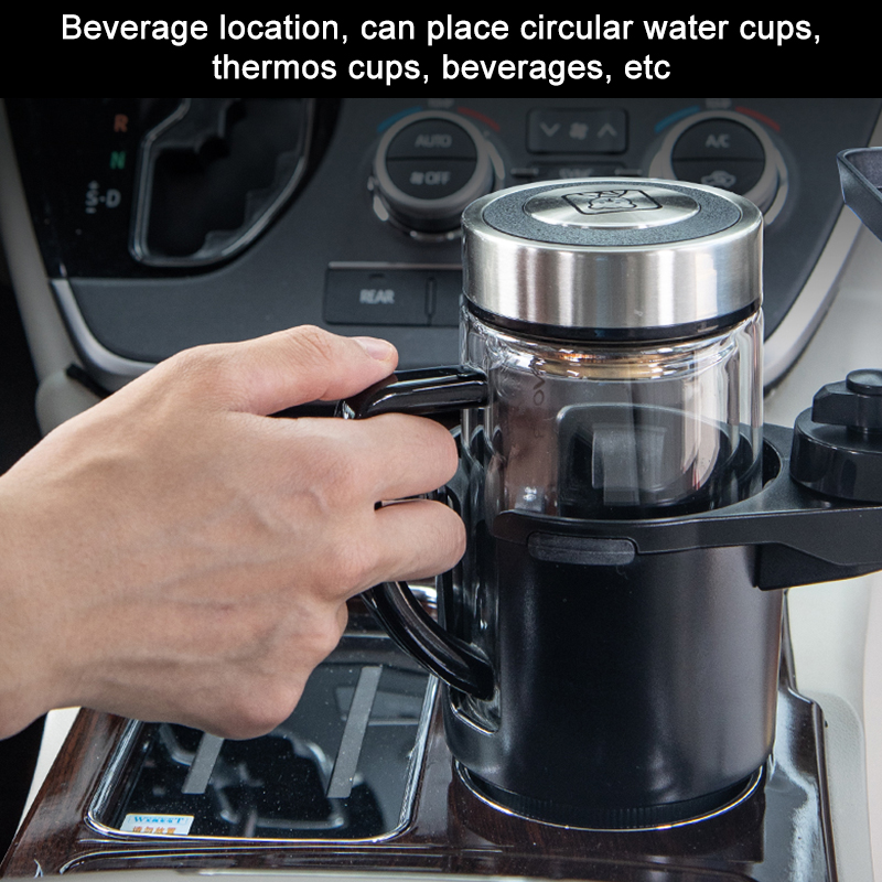 Adjustable 2-in-1 Car Cup Holder Tray - Fitop A13134 | Multi-functional 360° Rotation Organizer