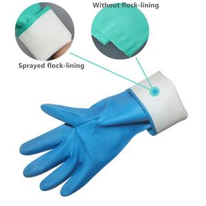 Gants industriels en Latex <span class=keywords><strong>Nitrile</strong></span> bleu vert <span class=keywords><strong>sans</strong></span> doublure floquée, vente chaude - Product Image 4