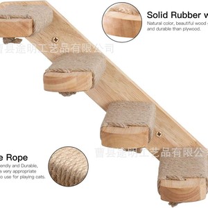 Estructura de madera para gatos montada en la pared, 4 niveles, duradera, minimalista, para interiores, con hamaca y rascador. - Product Image 5