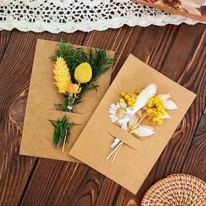 Nouvelle carte de vœux créative vintage en papier kraft avec fleurs séchées, souvenir, anniversaire, Saint-Valentin, bénédiction - Product Image 6