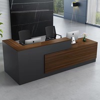 Meubles de bureau en gros, mobilier au design simple, bureau en forme de L, acier inoxydable, comptoir de réception pour hôtel, hall d'entrée