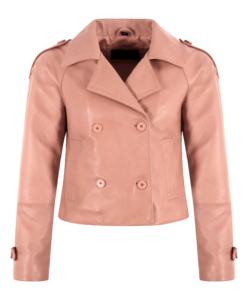Veste pour femme en cuir Nappa rose pâle véritable 100% personnalisée, finition cirée vintage, fermeture éclair YKK, marque privée OEM/ODM - Product Image 1