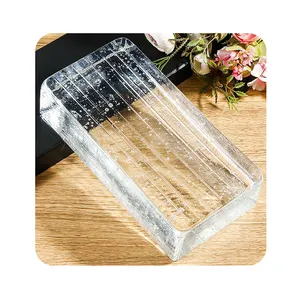 Vertical Stripes Glass Bricks Blocks Decorative Hot Melt Glass Brick Fire Rated Solid Building Glass Brick For Partition Wall