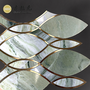 Le tessere di mosaico in marmo verde mescolano l'ottone per la decorazione della parete e il backsplash dell'hotel - Product Image 5