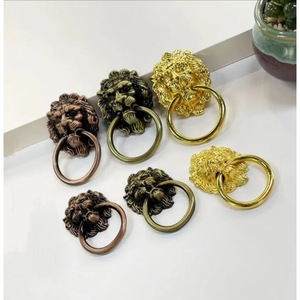 Lion Head Ring <b>Cabinet</b> Handle Zinc Alloy <b>Gold</b> Chinese Style Drawer Door Furniture Pull Medium Small Durable - Product Image 3