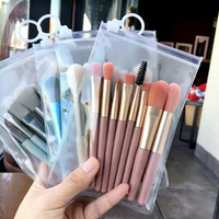 Ensemble de pinceaux de maquillage pour le visage et les yeux, mini, 8 pièces, de qualité professionnelle, à label privé personnalisé, poils synthétiques, plats, adaptés aux voyages