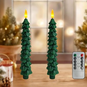 Velas LED de Parafina Verde de 10 Pulgadas, Funcionan con Batería, Ecológicas, con Llama Parpadeante, 6 Piezas, sin Llama, para Navidad, Fiestas, Hogar - Product Image 1