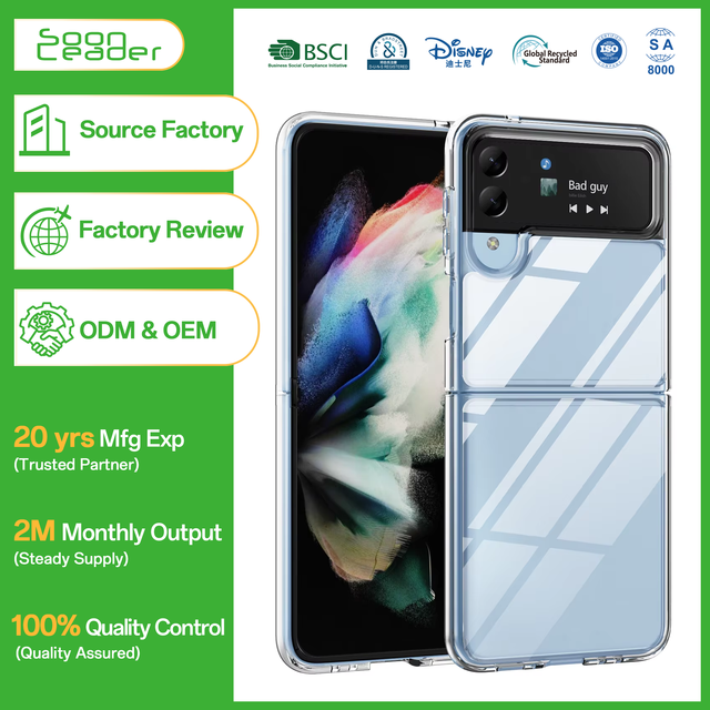 Soonleader Clear Crystal Folding Case Anti-scratch Mobile Phone Case for Samsung for Galaxy Z Flip 4